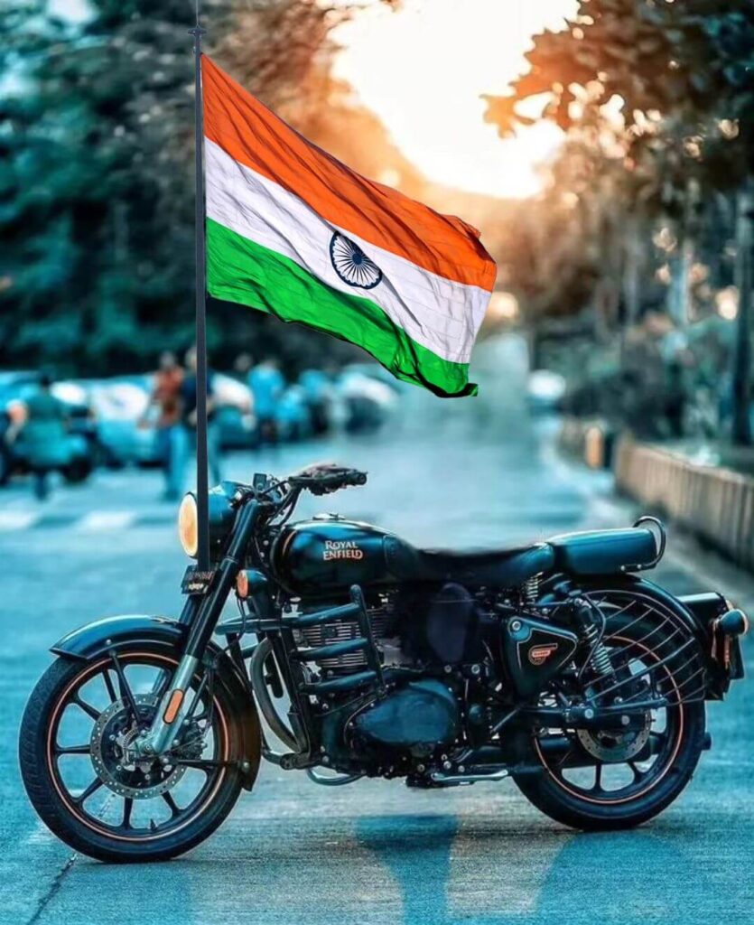 independence day bike with flag background