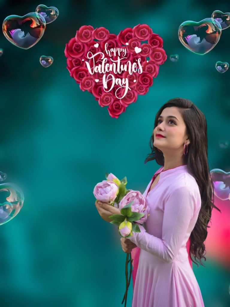 valentine day editing background with girl