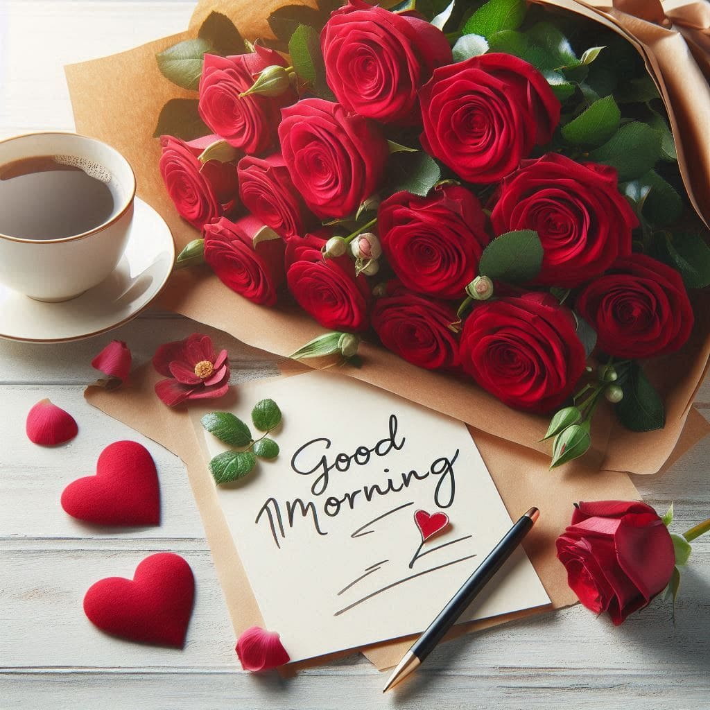 good morning image love rose