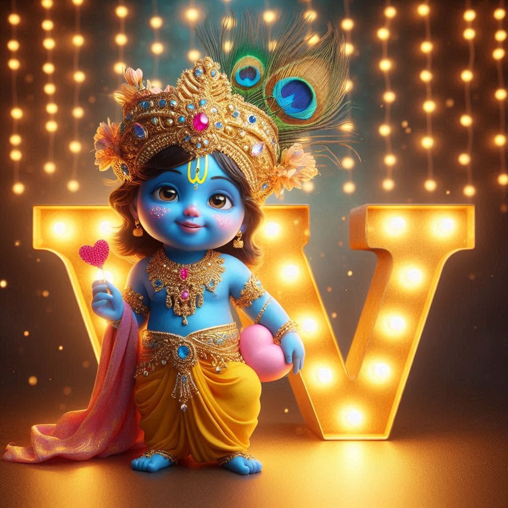 Krishna Janmashtami First Letter 3D Name Ai Image Free 73 Krishna Wallpaper HD 4k
