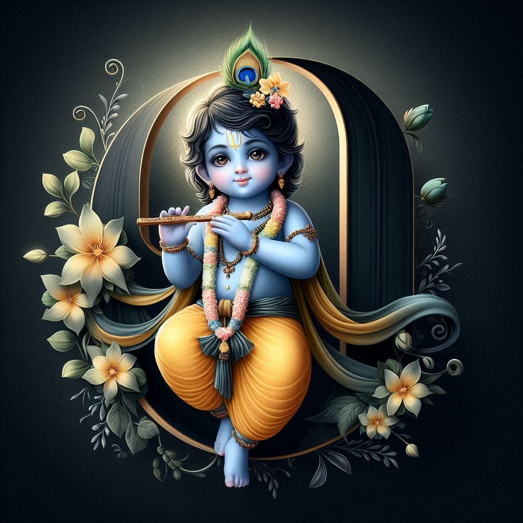 Krishna Janmashtami First Letter 3D Name Ai Image Free 16 Krishna janmashtami dp hd download 2024