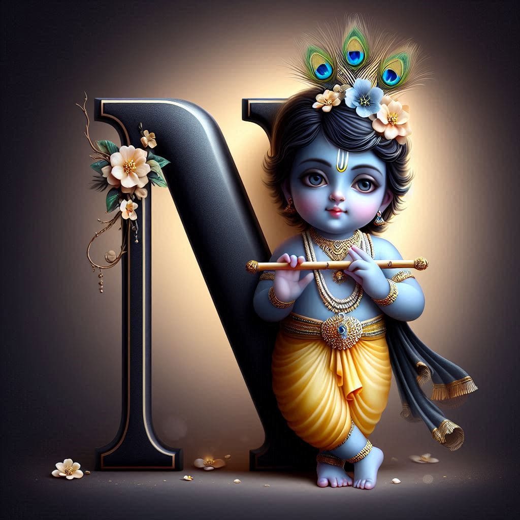 Krishna Janmashtami First Letter 3D Name Ai Image Free 44 Krishna janmashtami dp hd download