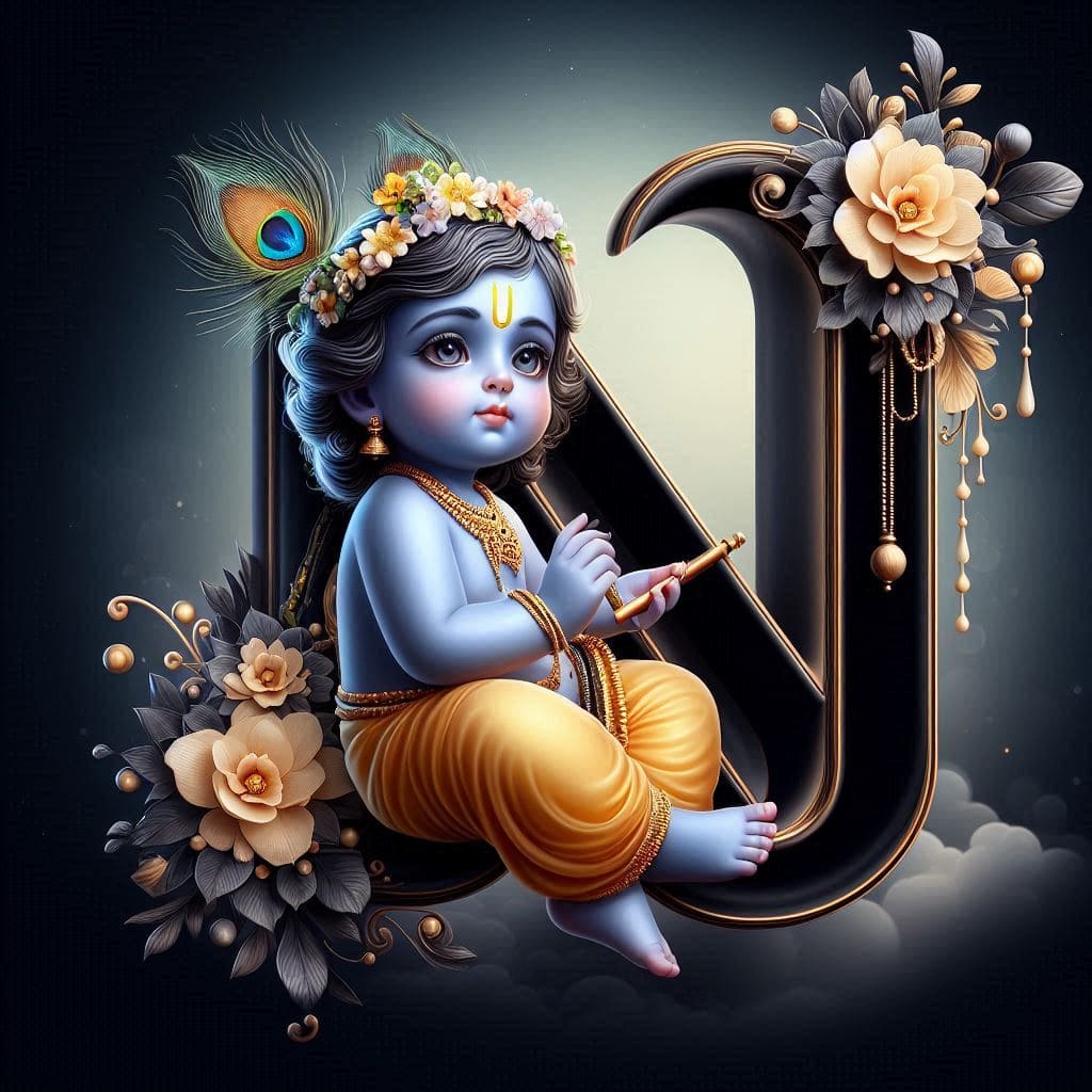 Krishna Janmashtami First Letter 3D Name Ai Image Free 45 Krishna janmashtami dp hd for whatsapp 2024