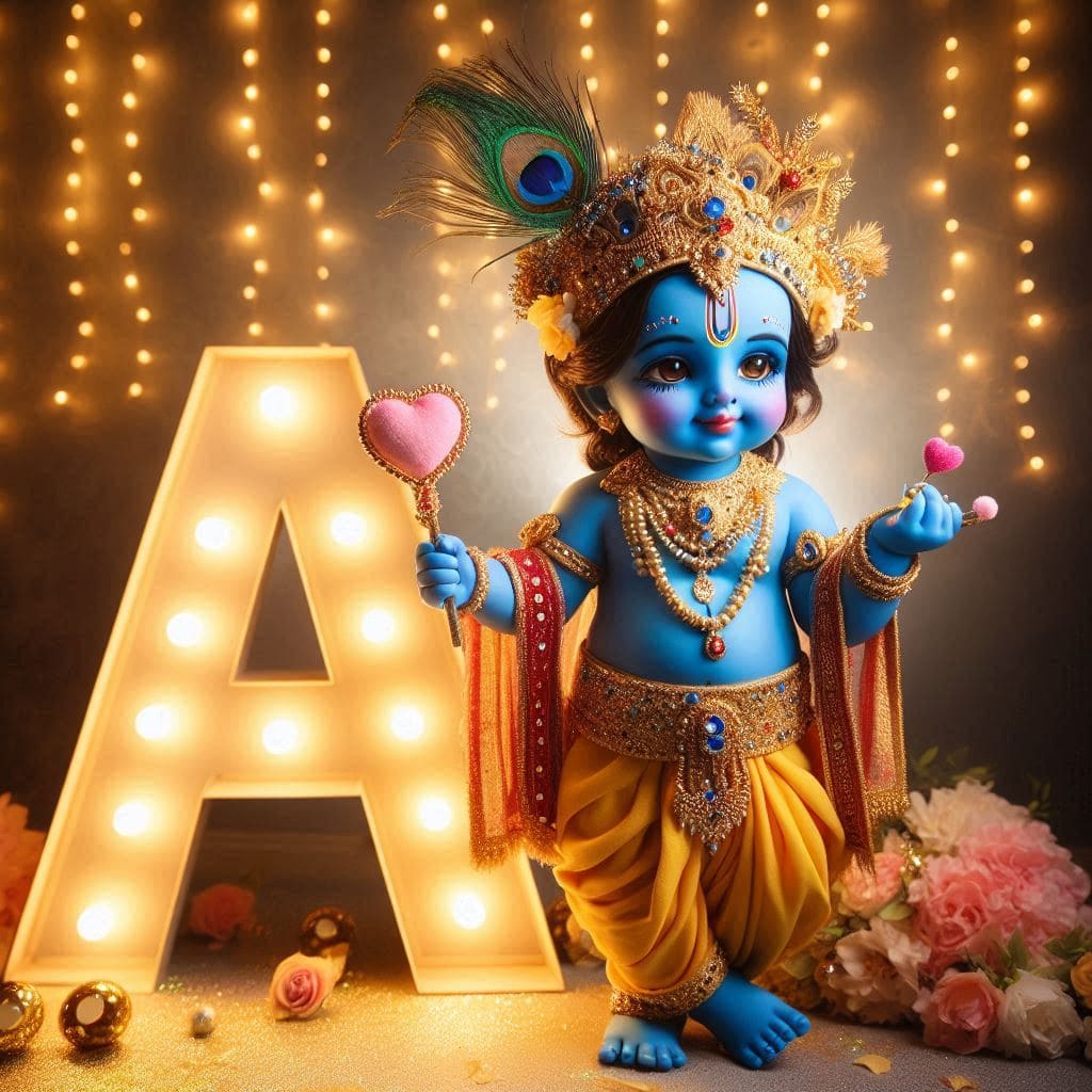 Krishna Janmashtami First Letter 3D Name Ai Image Free 3 Krishna janmashtami dp hd for whatsapp download