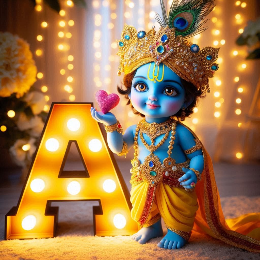 Krishna Janmashtami First Letter 3D Name Ai Image Free 2 Krishna janmashtami dp photos download 2024