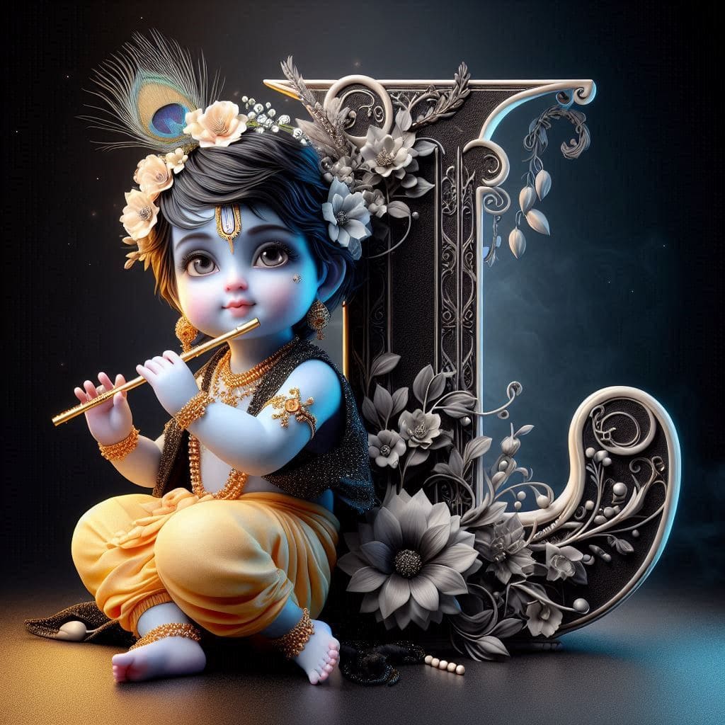 Krishna Janmashtami First Letter 3D Name Ai Image Free 40 Krishna janmashtami dp wallpaper hd 4k for mobile