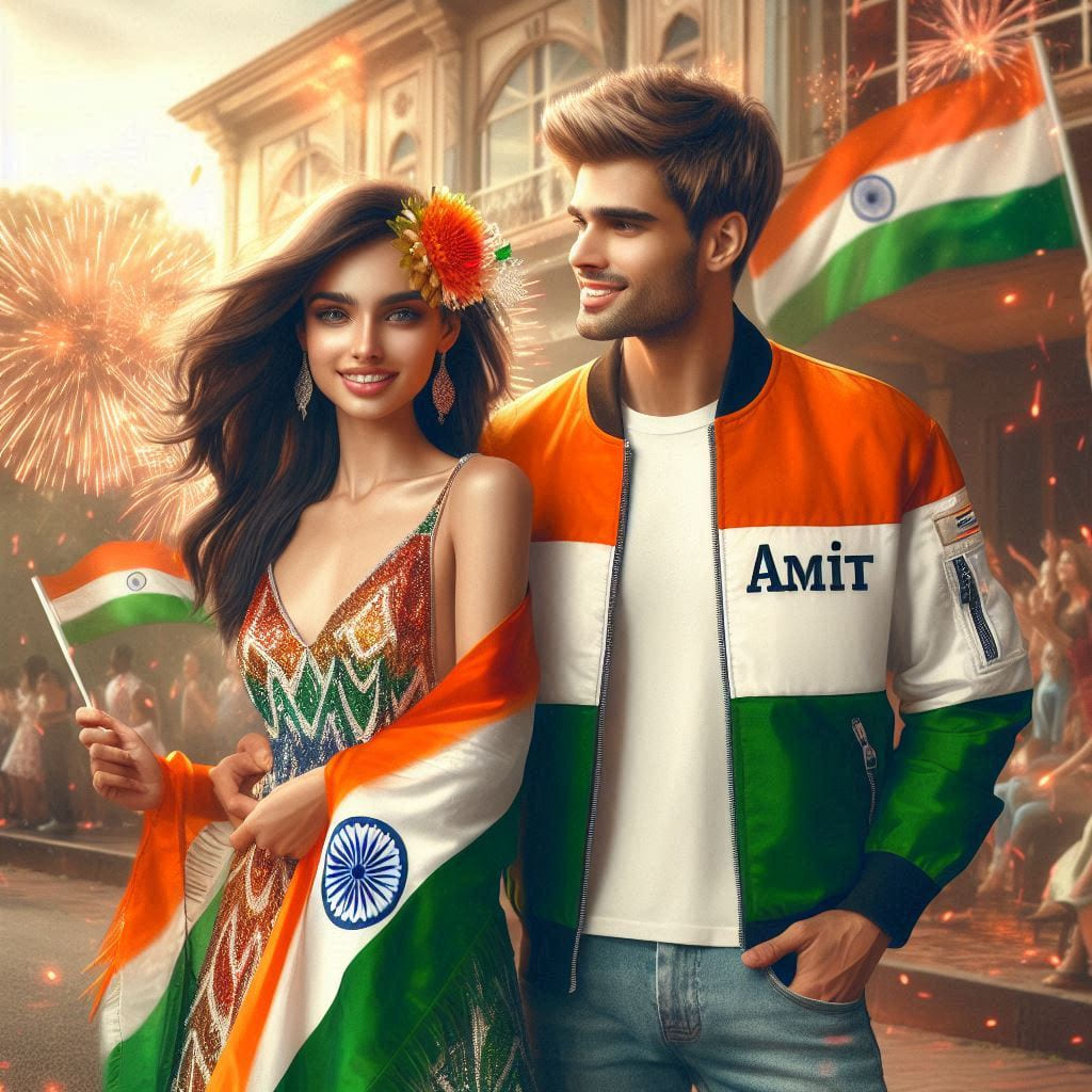 Independence Day Photo Editing Prompts 2024 (15 August) 4 bing ai image 15 august couple 2024