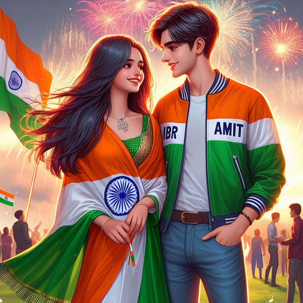 Independence Day Photo Editing Prompts 2024 (15 August) 3 bing ai image 15 august couple 4k