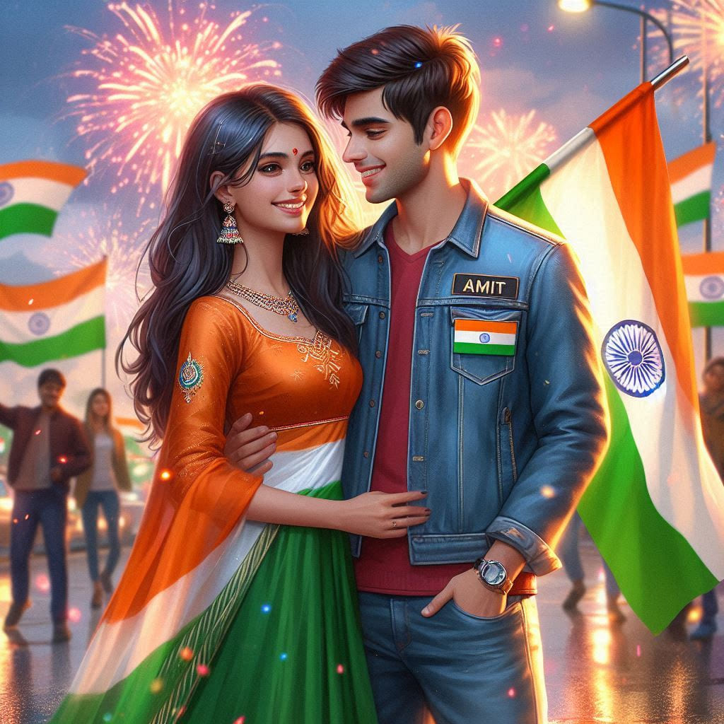 Independence Day Photo Editing Prompts 2024 (15 August) 2 bing ai image 15 august couple