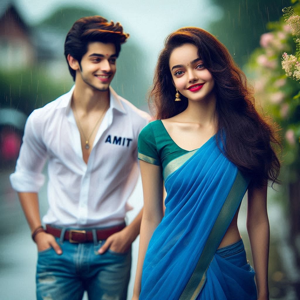 Couple In Rain Walking Name Ai Photo Editing Prompt 1 AI couple prompts with name