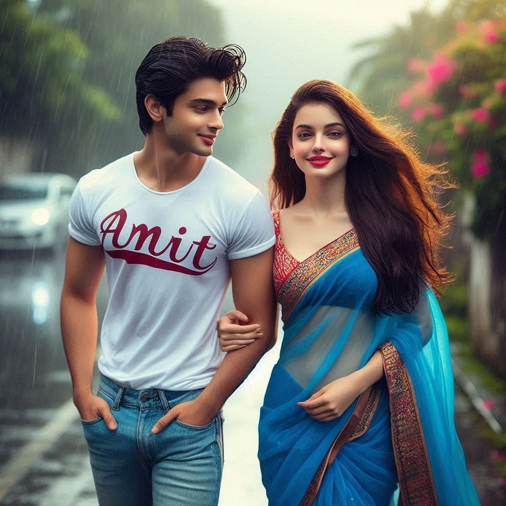 Couple In Rain Walking Name Ai Photo Editing Prompt 4 Couple prompts for Bing Image Creator